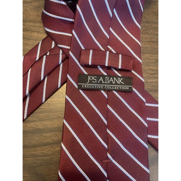 JOS A BANK EXECUTIVE COLLECTION NECKTIE 100% SILK RED/BROWN STRIPED - Picture 3 of 4